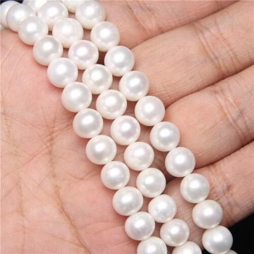 8-9mm Grade AA High Quality Genuine Pearl White Near Round Pearls Beads Natural Freshwater Pearls For Jewelry Making DIY 14"
