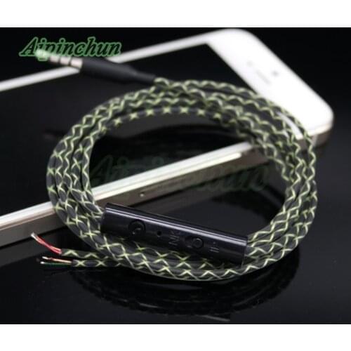 Aipinchun 3.5mm DIY Earphone Audio Cable with Microphone Repair Replacement Headphone Wire Straight Connector 4 colors AA0191