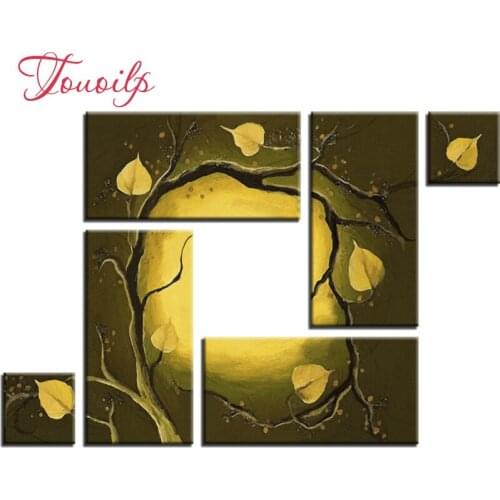 6pcs,Full,square&round Diamond Embroidery,Tree leaves 5d Diamond Painting,Cross Stitch,3D,Diamond Mosaic,diamond pattern,Crafts