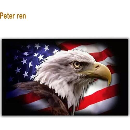 Diy Diamond painting cross stitch full embroidery animal Square/Round Mosaic Rhinestone Home Decor Bald Eagle King National flag