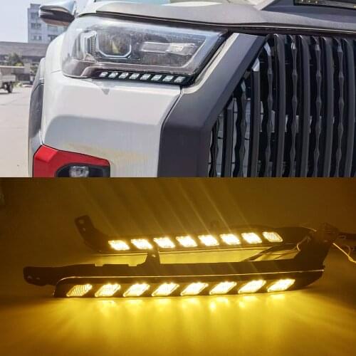 1Pair Car LED headlight Daytime Running Light For Toyota Hilux Revo Rocco 2020 2021 Turn Yellow Signal DRL Daylight