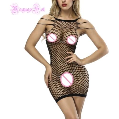 Fishnet Sleeveles Erotic Sexy Strappy Lingerie Babydoll Teddy Latex Catsuit Body Stocking Costumes Dress Porn Cotillon exotic