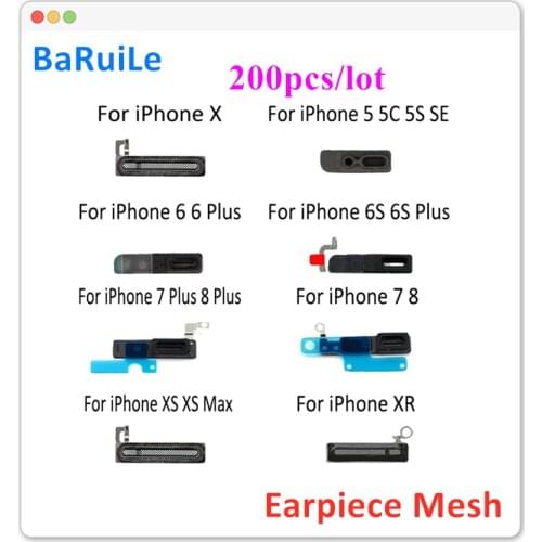BaRuiLe 200PCS For iPhone XR XS MAX X 7 8 4 5 6 Plus 6s plus Inner Earpiece Ear Speaker Anti Dust Grill Mesh Rubber Gasket Adhes