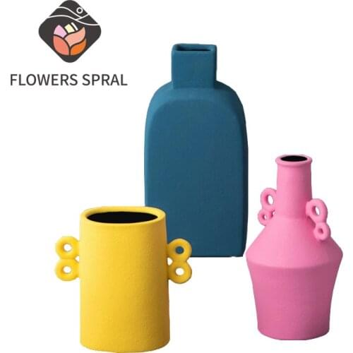 Creative Decoration Ceramic Vase Flower Arrangement Home Decoration Art Sculpture Abstract Morandi Binaural Vase Decoration