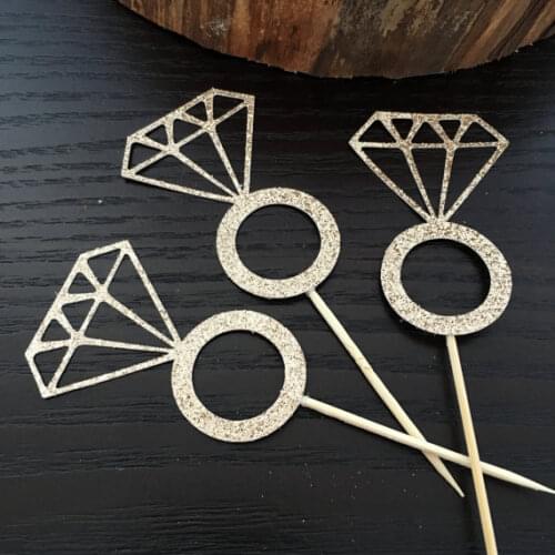 Glitter Diamond ring Cupcake Toppers birthday Bachelorette Party & Hen Party Supplies under the sea wedding toothpicks
