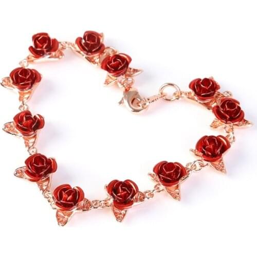 1PCS Bracelet Valentines Gift Beautiful For Mothers Day Gift New Valentines Gifts Rose Bracelet Adjustable Size Fashion Jewelry