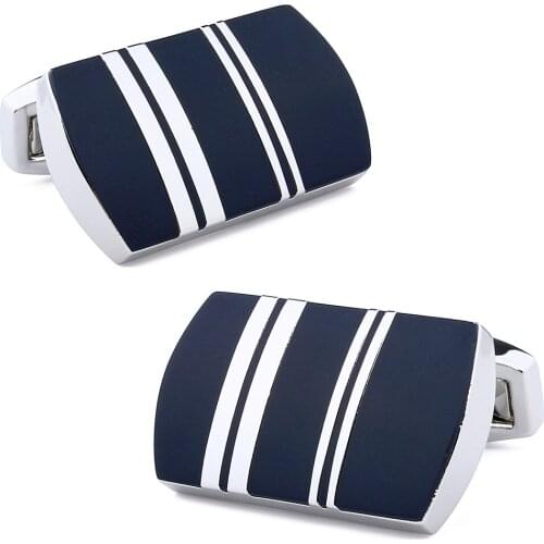 Brand Newest Black or Blue Enamel Trendy French Men Shirt Jewelry Shirt Cuff links Retail