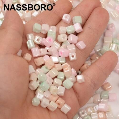 Approx.4mm Cube Beads Ice Cream Color Charms Czech Glass Beads Kralen Square Beads for Jewelry Making Diy Bracelet Accessories