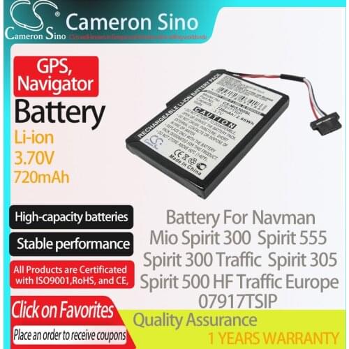 CameronSino Battery for Navman Mio Spirit 300 Spirit 300 Traffic Spirit 555 Traffic fits Navman 07917TSIP GPS,Navigator battery