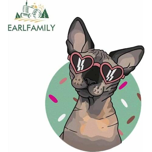 EARLFAMILY 13cm x 9.6cm for Retro Sphynx Sunglasses Dog Personality Car Stickers RV Windshield Decal for Motorcycle Refrigerator