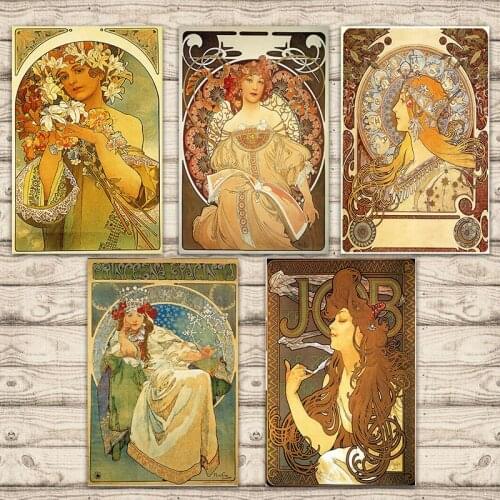 Hyacinth Princess Alphonse Maria Mucha beautiful goddess retro poster canvas oil painting art bar home decoration gift