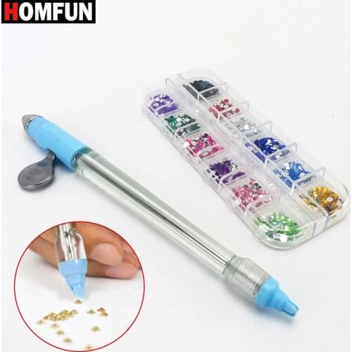 HOMFUN 5D Diamond Painting Point Drill Pen Embroidery Accessories Set DIY Round Crystal Rhinestone Diamond Decorative Tools Kit