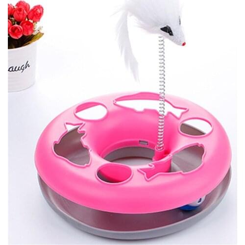 Pet Cat Toys Turntable Spring Mouse Toy Plastic Cat Carousel Puzzle Crazy Amusement Disk Cat Kitten Teaser Pet Interactive Toys