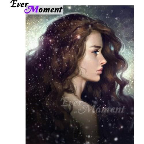 Ever Moment Diamond Painting Picture Of Rhinestone Woman Side Face Hobby Full Square Drill 5D DIY Diamond Embroidery ASF1644