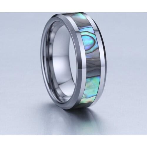 Beautiful Abalone Shell Tungsten carbide ring men jewelry 8mm LOVE Alliances wedding Couple rings women Wholesale