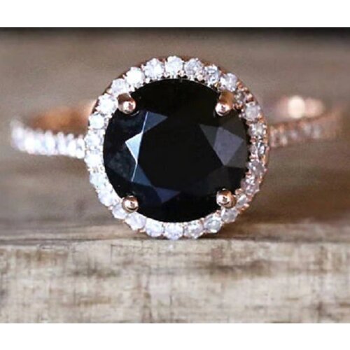 Black Crystal Stone Rings Punk Ring For Man And Woman Rose Gold Color Rhinestone Finger Jewelry