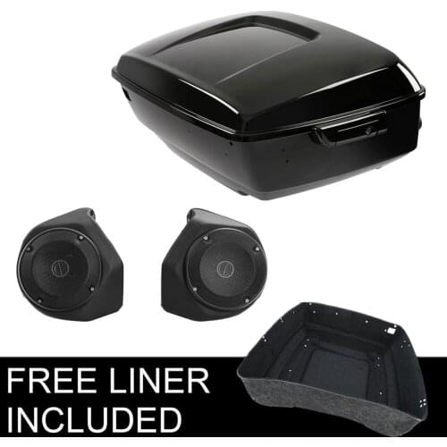 Motorcycle Black King Pack Trunk Speakers For Harley Tour Pack Road King Street Glide Electra Glide Road Glide 14-20