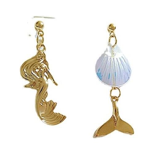 10 pair / lot Fashion jewelry metal memaid shell fish tale earrings