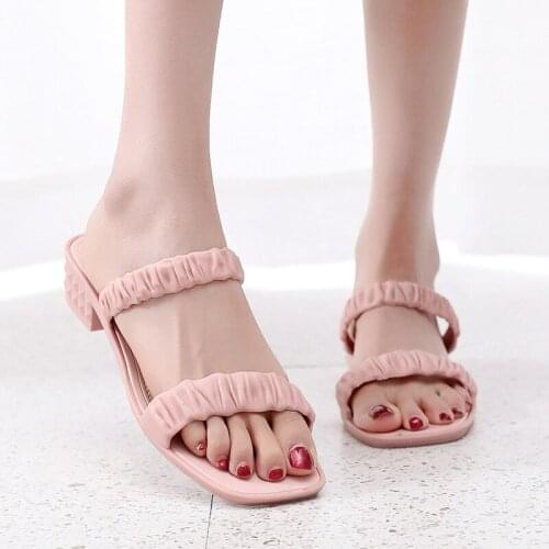 2021 New style sandals and slippers womens summer new style half drag thick heel wide toe ladies outer wear sandals