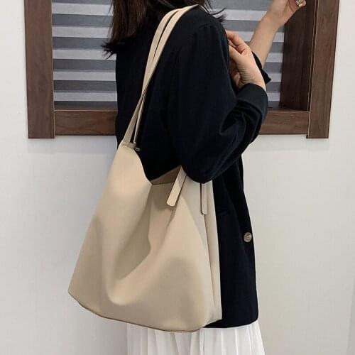 Solid Color Soft Leather Shoulder Tote Bags For Women Designer Composite Handbags Lady Large Purses Female Crossbody Bucket Bag