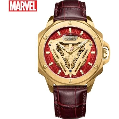 Disney Official Top Genuine Marvel Iron Man Automatic mechanical Watch Hollow leather strap stainless steel Limited Version 2019