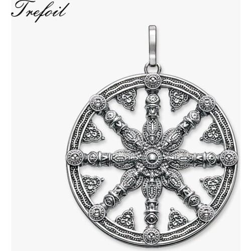 Karma Wheel Pendants, Fashion Jewelry 925 Sterling Silver Blackened Ethnic 2018 New Gift For Women Men Boy Girls Fit Necklace