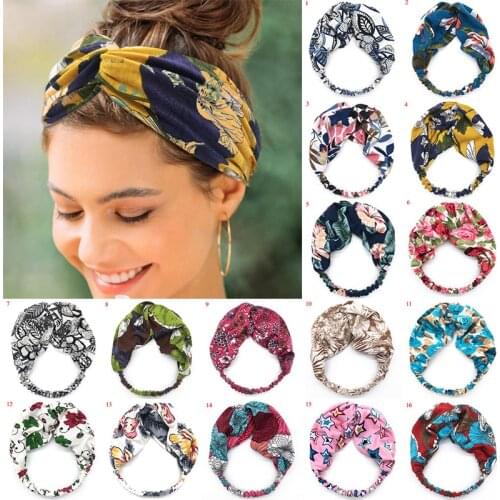Fashion Summer Women Print Headbands Vintage Cross Turban HairBands Bandage Bandanas Girls Bohemian Hair Bands Hair Accessories