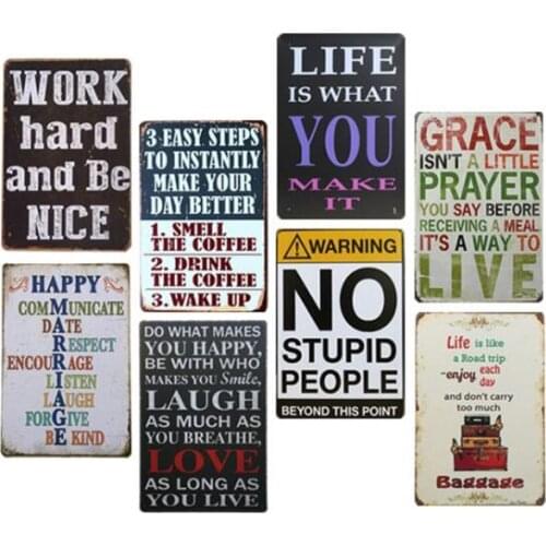 Retro Metal Tin Sign Poster Work Hard Inspiring Quotes Metal Sign Pub Plaque Metal Vintage Home Decor Wall Art Bar Decoration