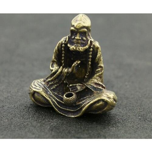 Retro Master of Zen Buddha Statue Zen Damo Bodhi Old Ancestor Incense Burner Vintage Bronze Home Decoration Buddha Ornaments