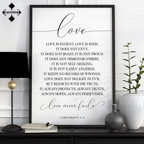 Romantic Love Wall Art Letters Canvas Print Picture One Piece Nordic Love Poem Quotes Painting Decor Home for Bedroom Decoration