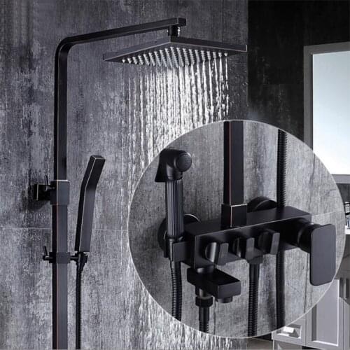 Luxury Black Oil Brushed Bathroom Brass Rain Shower Set, Shower Faucet European style Bath & Shower Faucet Set, Wall Mounted