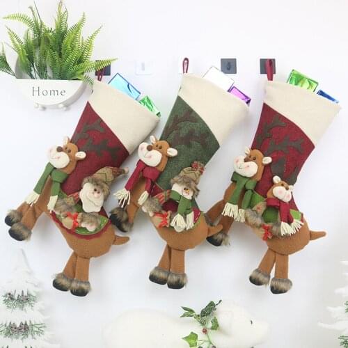 Christmas Socks Candy Gift Bag Decorative Card Holders Christmas Stockings Xmas Tree Decor Set