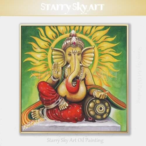 Skilled Artist Hand-painted High Quality Hindu Gods Oil Painting Hand-painted Indian Ganesha Oil Painting for Wall Decoration