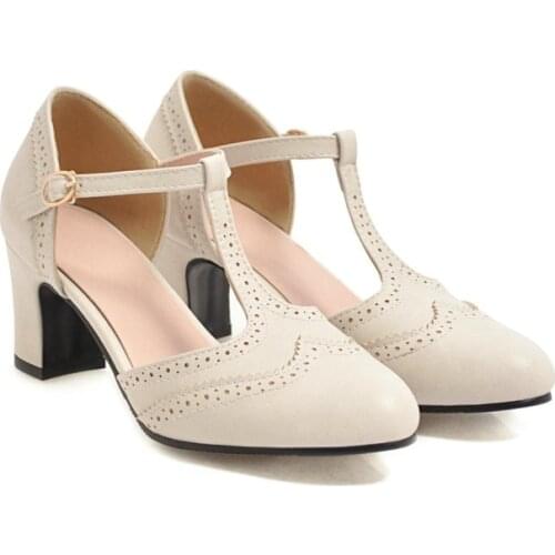 Big Size 9 10 11 12 high heels sandals women shoes woman summer ladies Coarse-heeled T-belt pointed shallow sandals