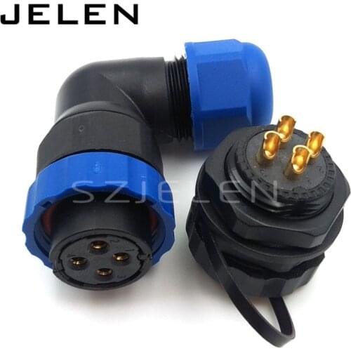 SD20 90 degree elbow waterproof connector 4pin IP68 Current Rating 25A, 4 pins plug( female) and socket (male)