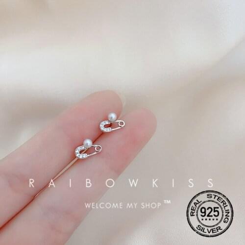 925 Sterling Silver Earrings For Women Pearl Pin Korean Retro Design Fashion Simple Personality Student Gift Girl Jewelry INEFFA