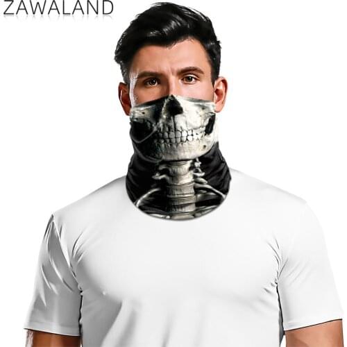 Zawaland Halloween Skull Half Face Mask Scarf Outdoor Multifunction Women Bandana 3D Printed Adult Hiking Cycling Neck Scarves