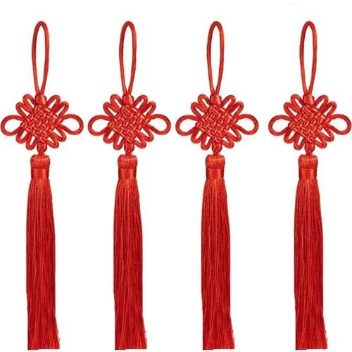 10Pack Chinese Knot Fortune Tassel Satin Silk Handmade Knots Cord for New Years, Spring Festival China Japan Home Decor