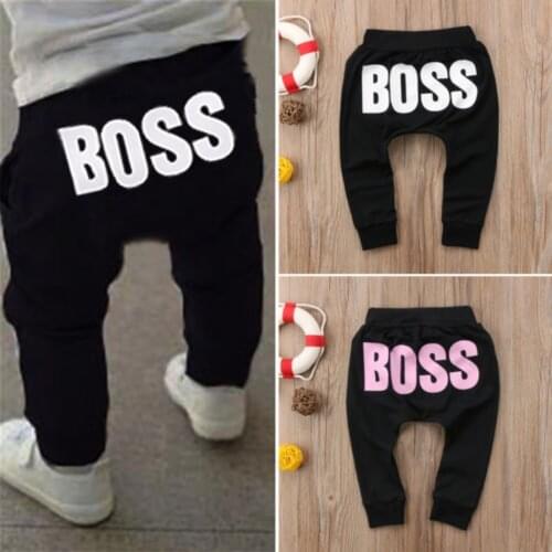 Baby Boys Girls Pants Hot Letter BOSS Pants Cotton Baby Girls Harem Pants For Baby Casual Trousers Boy Girl Clothes