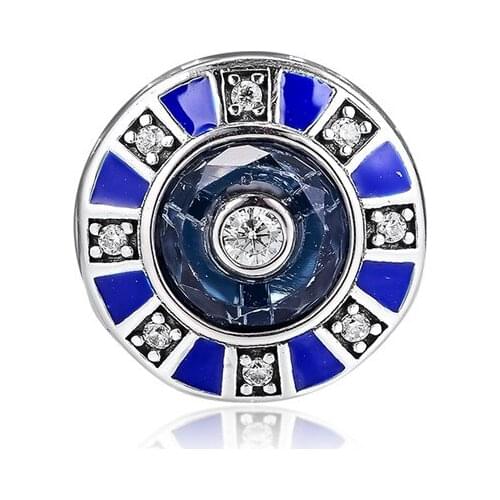 Blue Color Mosaic Charm 100% Real 925 Sterling Silver Jewelry DIY Crystal Christmas Gift Birthday Beads for Jewelry Making