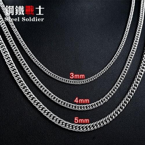 Steel soldier retail & Wholesale factory price Man Chain Flat Necklace For Stainless Steel Mans Fashion Cheap Necklace Jewelry