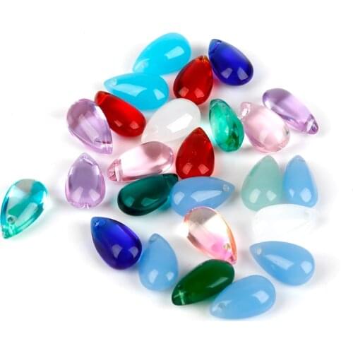 Mix 20Colors 14*8mm Glass Beads Czech Drop Water Pendant Shape Beads 5Pcs/lot Glass Loose Beads Jewelry Material diy Earrings