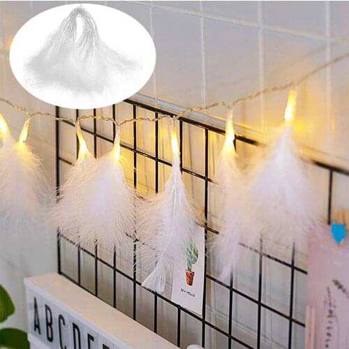 Light String Colorful Artificial Feather Hanging LED Lamp Christmas Party Festival Decor for Wall Door Xmas Tree Ornament