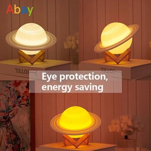 3D Printing Led Lamp Usb Night Light Contorl chargeable Decor for Home Desktop Bedroom Bedside Starry Sky Planet Gift for Girl