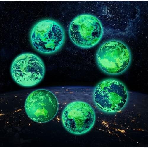 20cm Diameter Seven Continents Luminous Fluorescent Stickers Children Room Decoration PVC Night Glow Wall Stickers