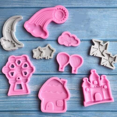 Windmill Balloon Cloud House Logo Silicone Mold Cake Decorating Tool Fudge Chocolate Silicone Mold Kitchen Gadgets