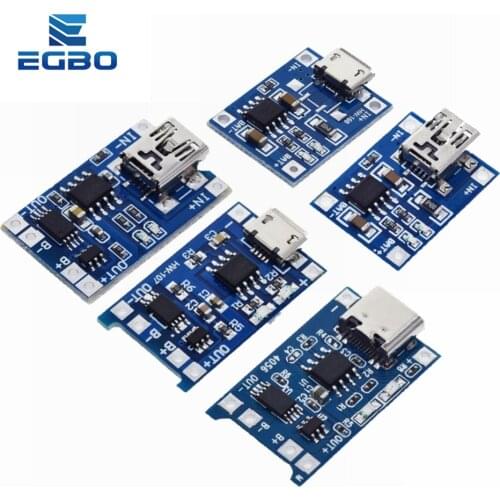 Type-c / Micro USB 5V 1A 18650 TP4056 Lithium Battery Charger Module Charging Board With Protection Dual Functions 1A Li-ion