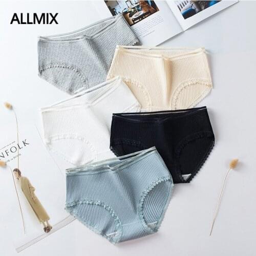 ALLMIX Sexy Womens Cotton Panties Hip Lift Hollow Out Briefs Mid Waist Female Comfort Breathable Underpants Solid Lady Lingerie