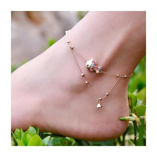 Fashion Cute Fish Anklet Rose Chain Women Girl Lover Barefoot New Design Fish Women Anklet Sandal Beach Foot Jewelry