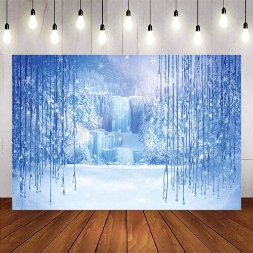 Winter backdrop snow forest glitter background for photography studio Snowfalke birthday party decoration supplies